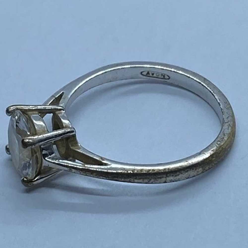 Stunning AVON RJ Signed Size 8 CZ Silver Tone Ring - image 3