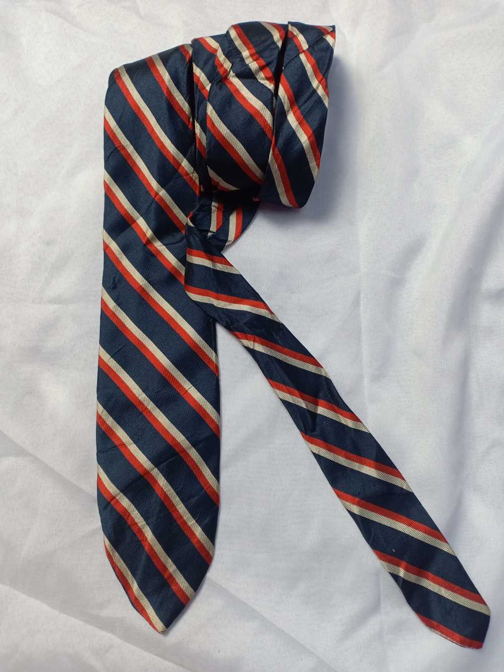 Vintage - Yves Saint Laurent neck tie red striped… - image 1