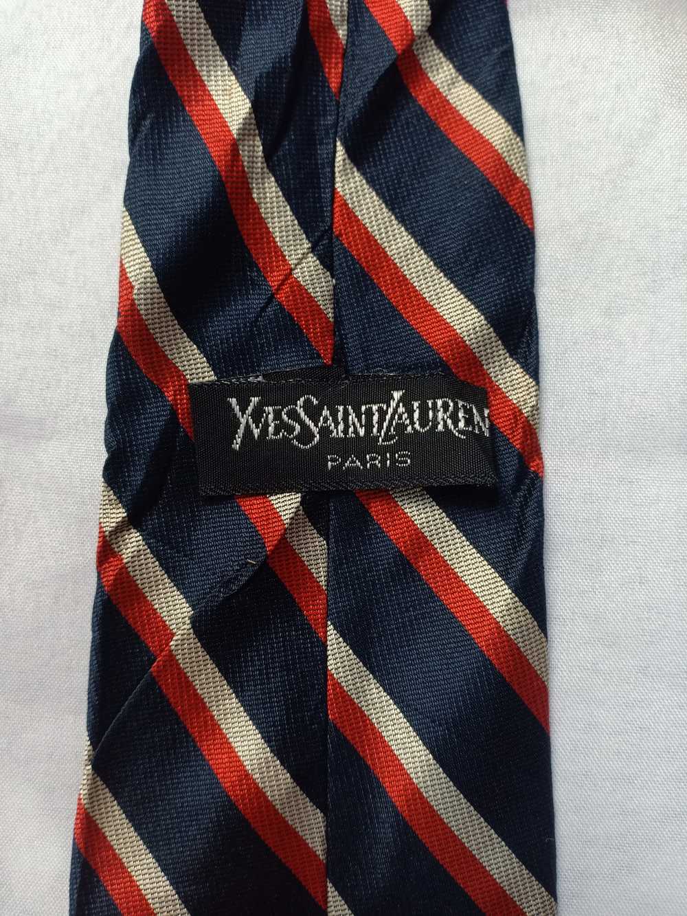 Vintage - Yves Saint Laurent neck tie red striped… - image 4