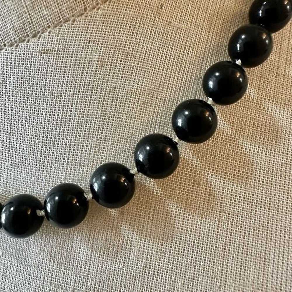 Black beaded vintage necklace - image 2