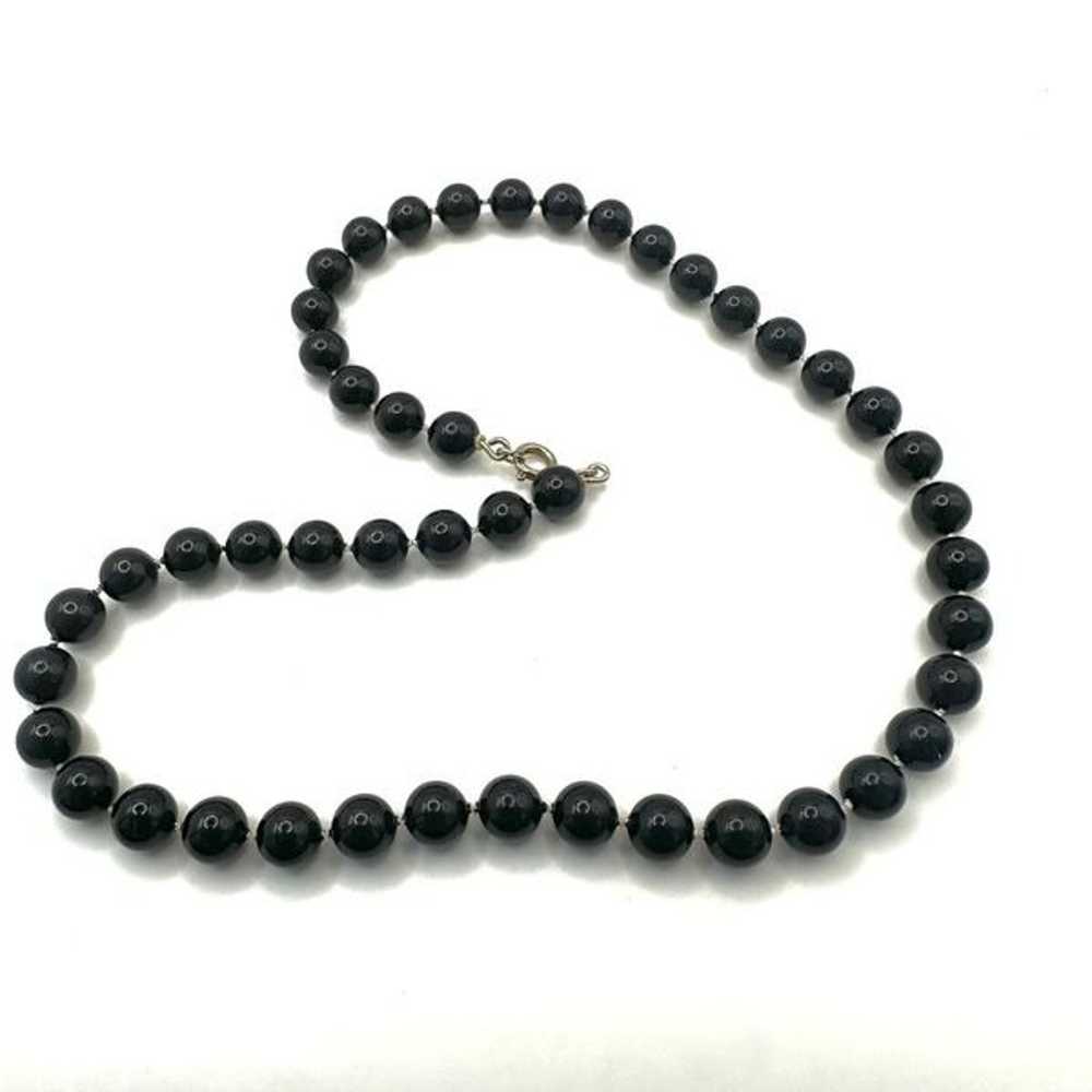 Black beaded vintage necklace - image 3