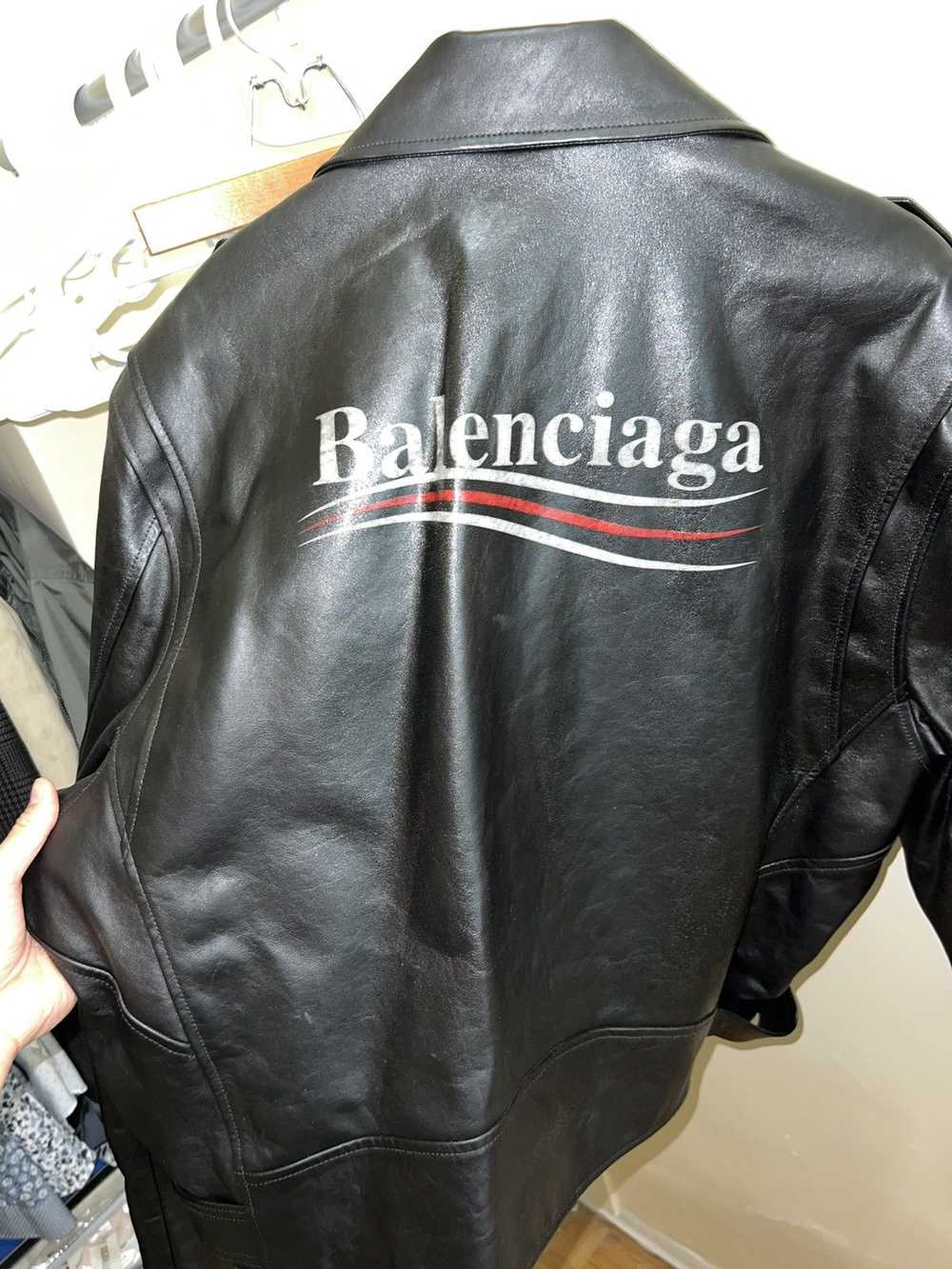 Balenciaga Balenciaga 2017 Logo Leather Jacket - image 3