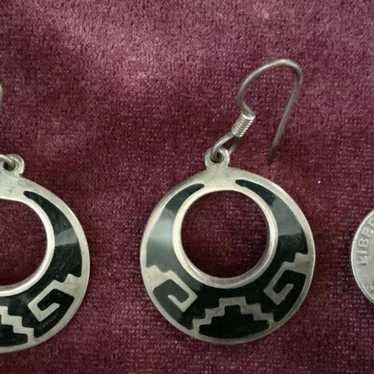 925 Sterling Silver earrings Mexico Dangle - image 1