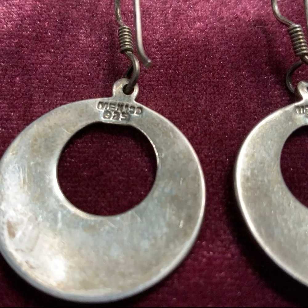 925 Sterling Silver earrings Mexico Dangle - image 3