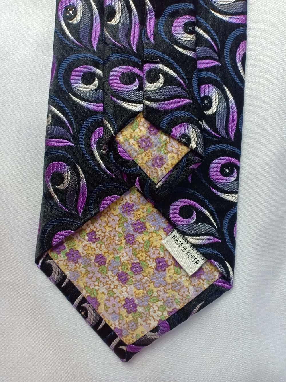 Designer - Homme Silk Necktie Paisley Glitter Art - image 4