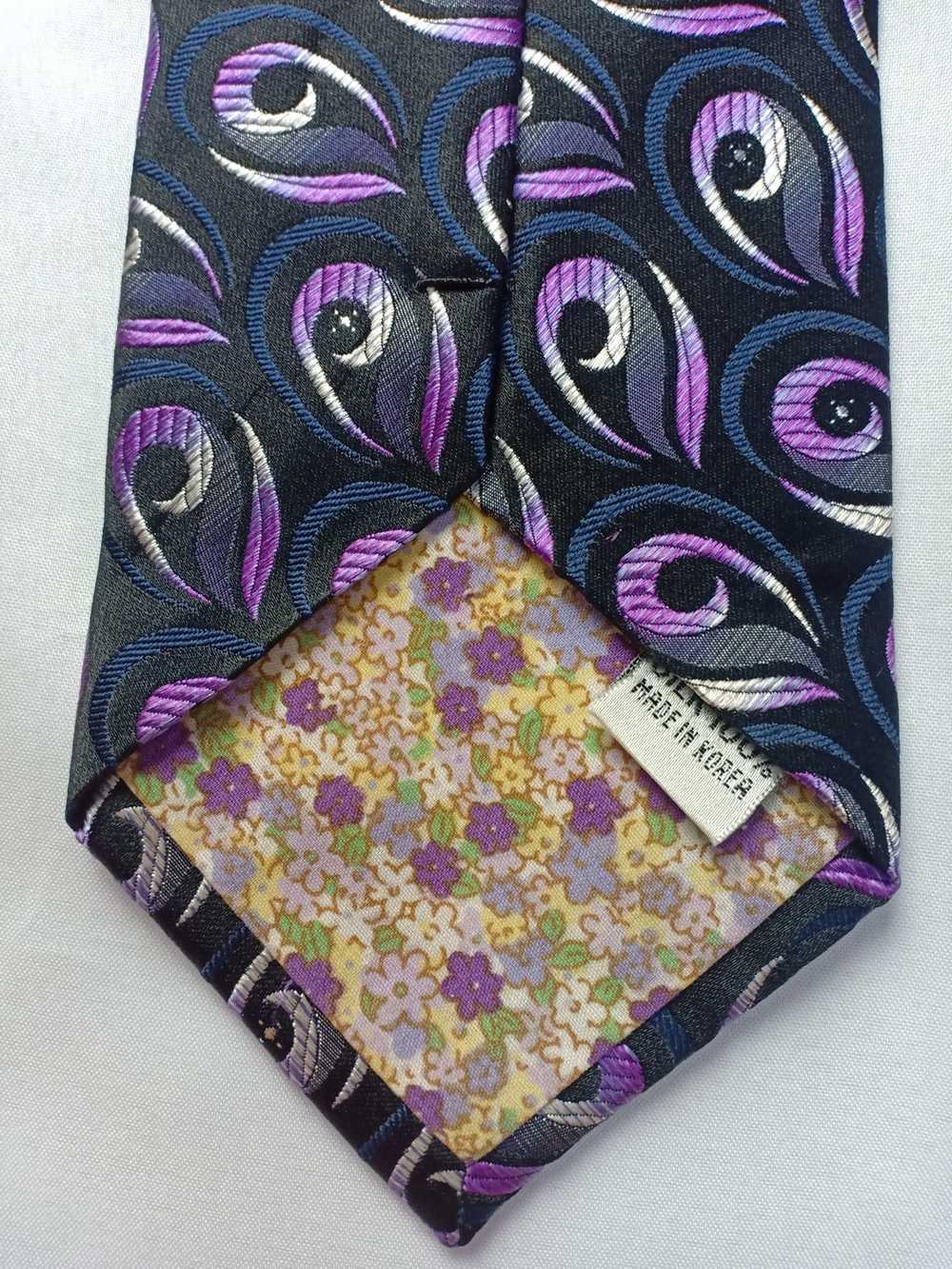 Designer - Homme Silk Necktie Paisley Glitter Art - image 5