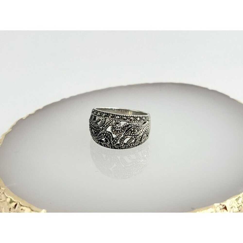 Victorian Revival Sterling Silver Macasite Tapere… - image 3