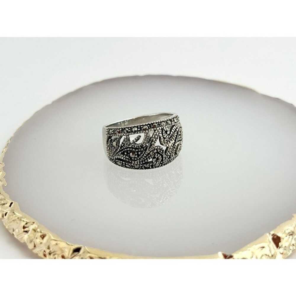 Victorian Revival Sterling Silver Macasite Tapere… - image 4