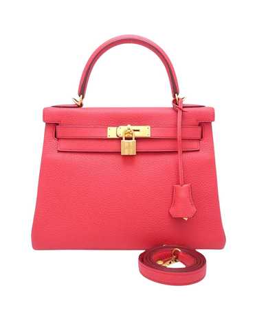 Hermes Luxurious Red Leather Handbag with Classic 