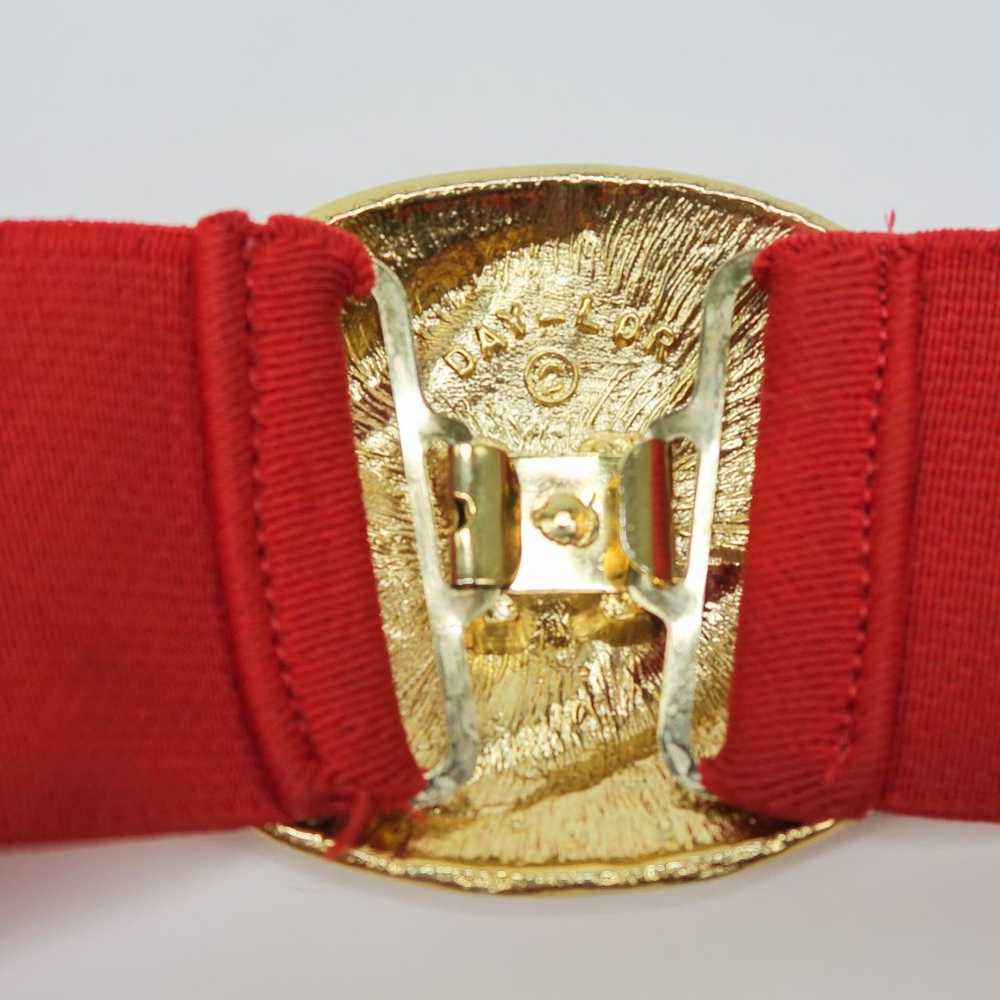 Vintage 80s Day-Lor Red Elastic Belt with Gold Ov… - image 6