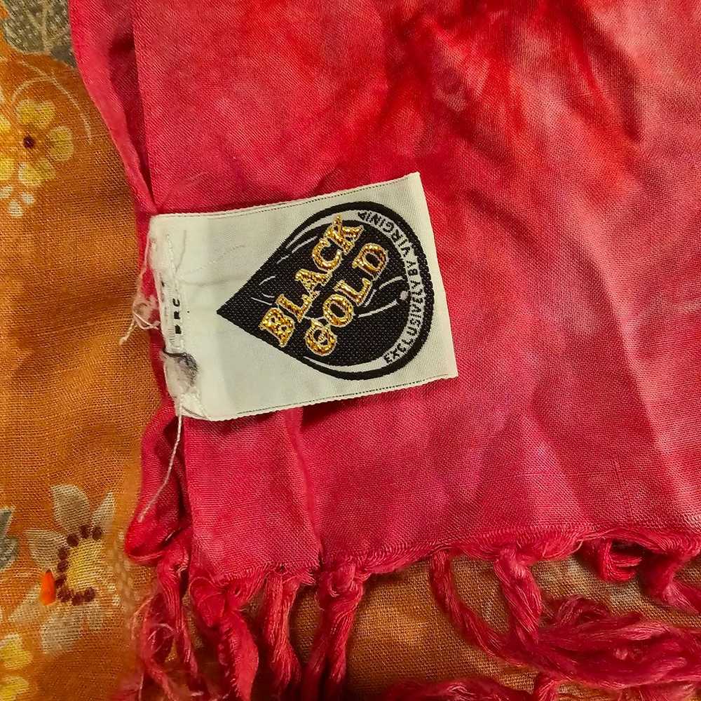 Vintage Tye Dye Shawl Scarf Pink - image 5