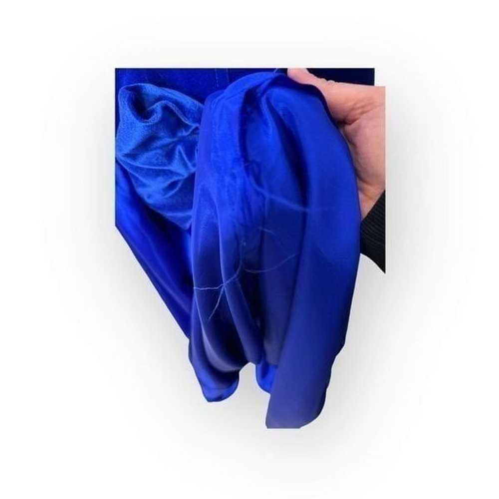 Vintage royal blue formal/prom dress puffy sleeve… - image 12