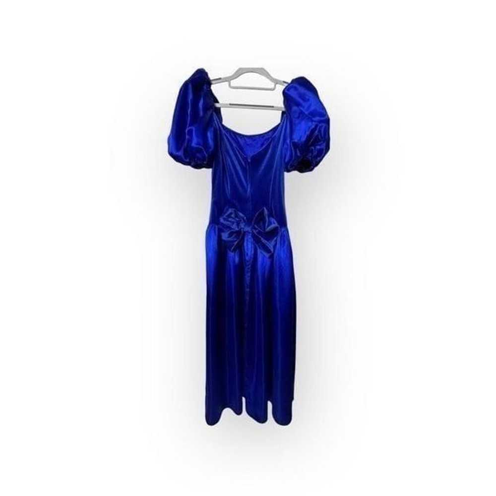 Vintage royal blue formal/prom dress puffy sleeve… - image 4