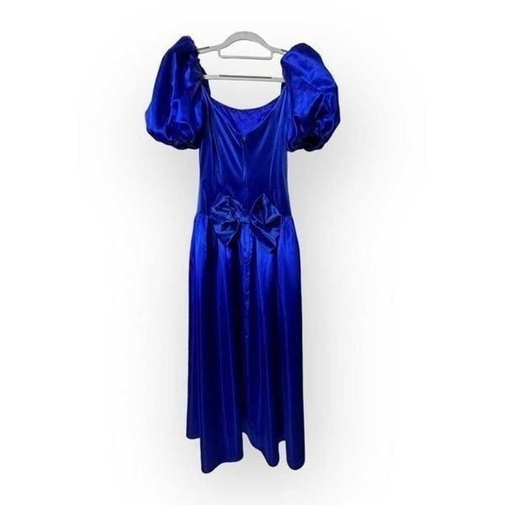 Vintage royal blue formal/prom dress puffy sleeve… - image 9