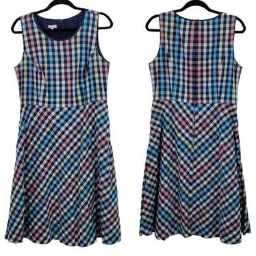 Talbots Rainbow Checkered Gingham Pinafore Midi D… - image 1