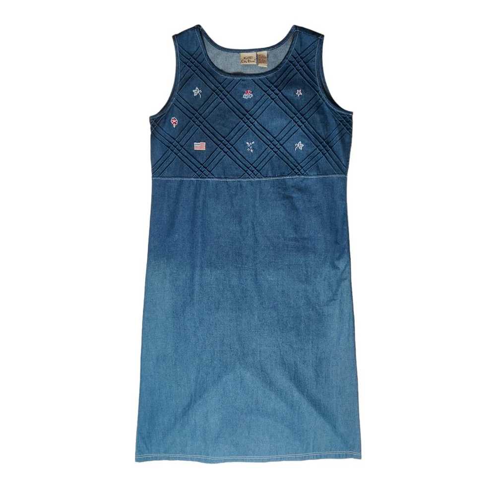 Vintage 90s City Blues Chambray Denim Maxi Dress … - image 1