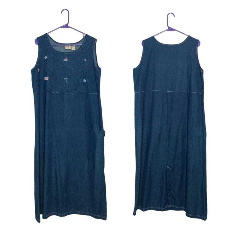 Vintage 90s City Blues Chambray Denim Maxi Dress … - image 8