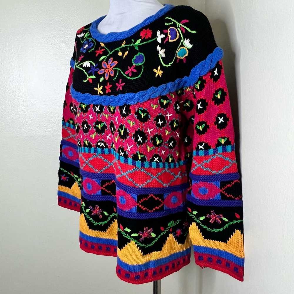 Vintage 90s Casual Corner Sweater SM Hand Knitted… - image 2