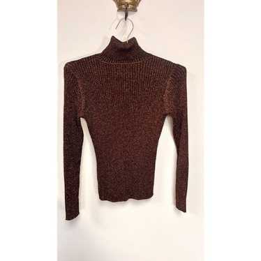 Joseph A Womens Brown Gold Vintage Ribbed Knit Mo… - image 1