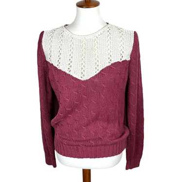 Duet Vintage Cream and Maroon Cottagecore Sweater… - image 1