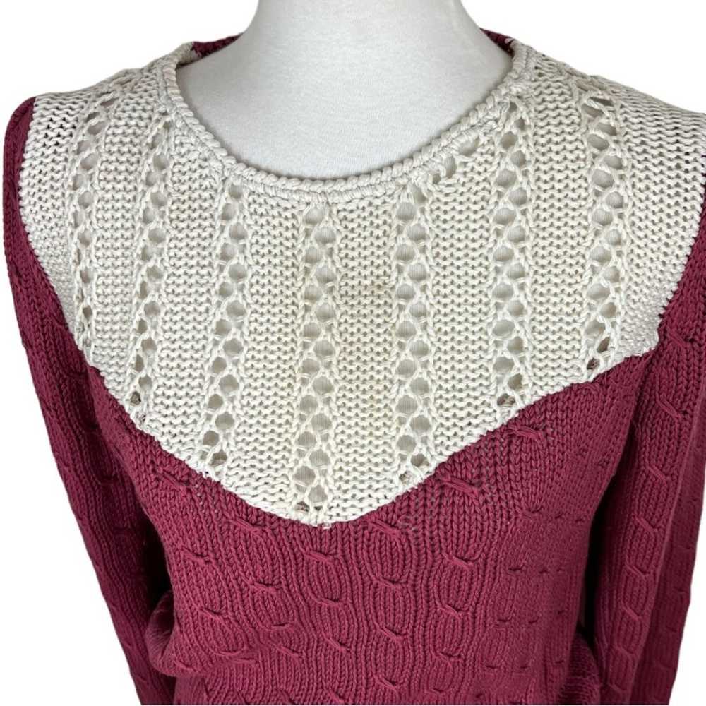Duet Vintage Cream and Maroon Cottagecore Sweater… - image 3