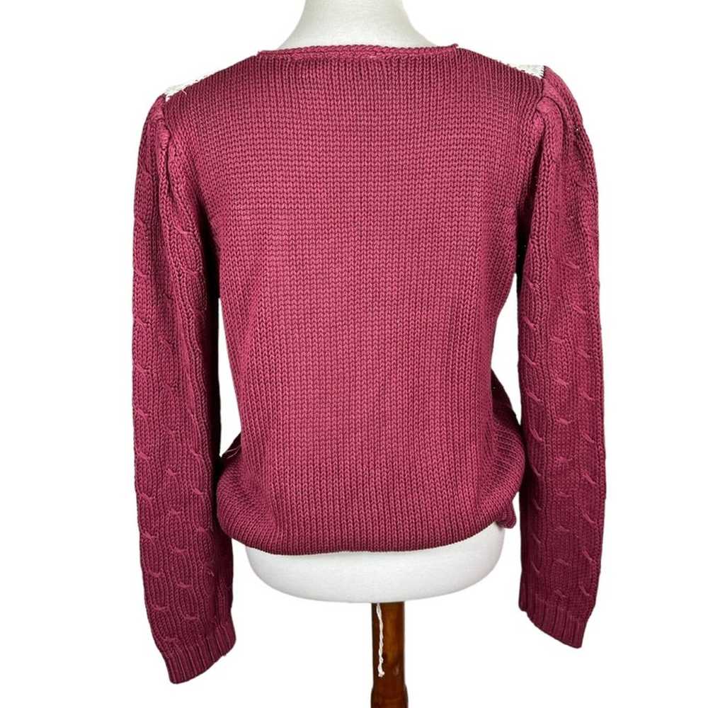 Duet Vintage Cream and Maroon Cottagecore Sweater… - image 4