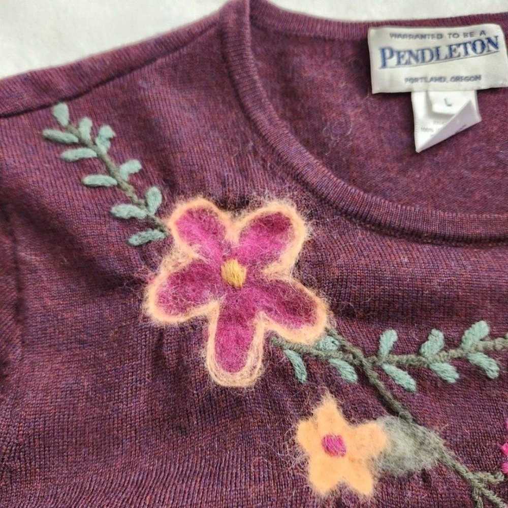 Vintage Pendleton Merino Wool Embroidered Sweater… - image 3