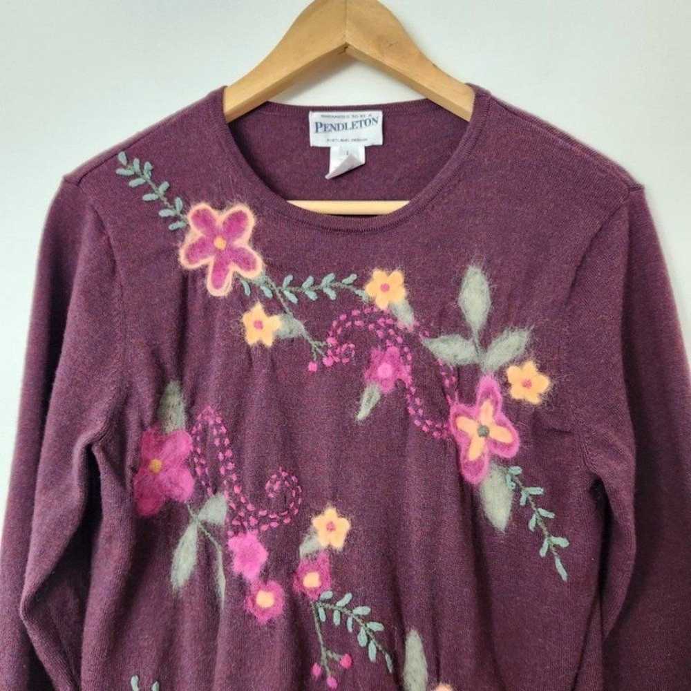 Vintage Pendleton Merino Wool Embroidered Sweater… - image 4