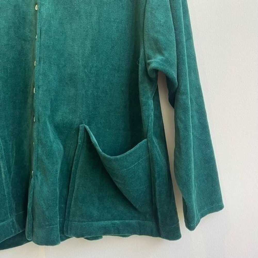 Vintage Emerald Green Velvet Cardigan Shacket w/ … - image 3