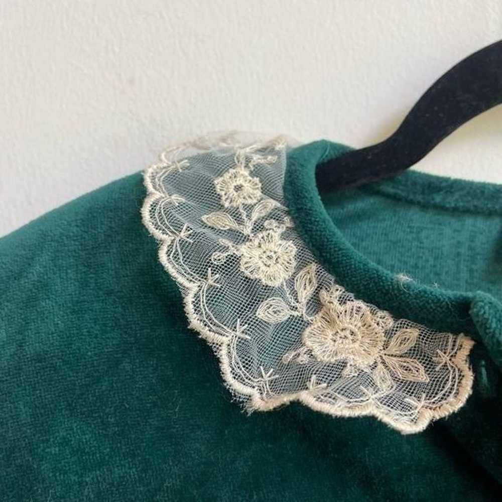 Vintage Emerald Green Velvet Cardigan Shacket w/ … - image 5