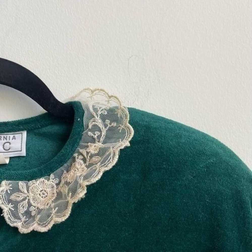 Vintage Emerald Green Velvet Cardigan Shacket w/ … - image 6