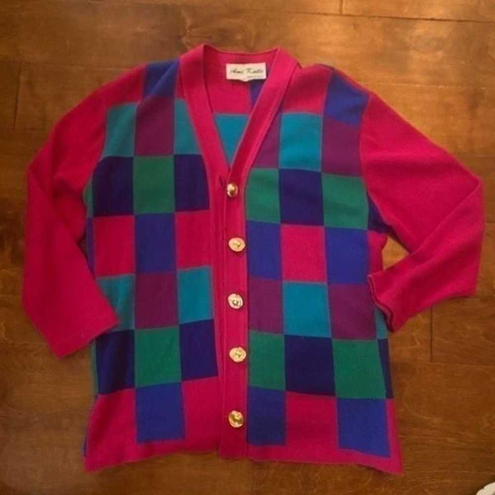 Ami knits womens 90s y2k color lock pink blue car… - image 1