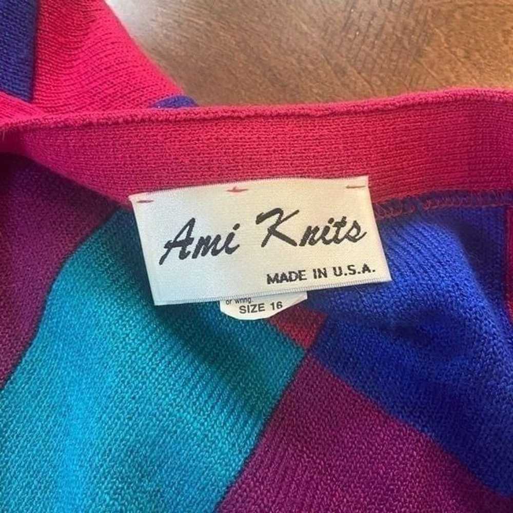 Ami knits womens 90s y2k color lock pink blue car… - image 7