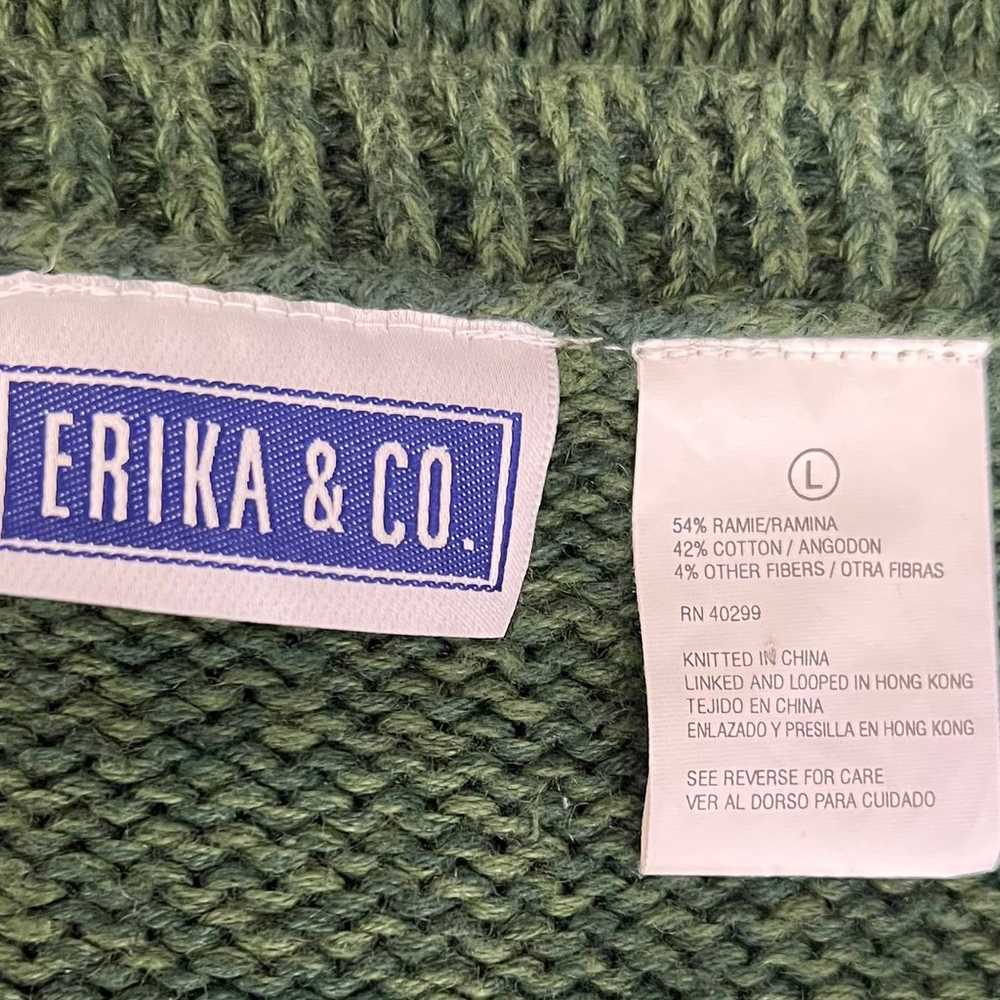 Vintage Erika & Co Green and Yellow Knit Zip-Up S… - image 12