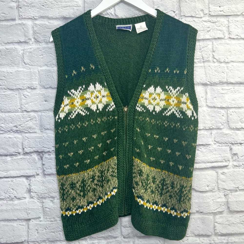Vintage Erika & Co Green and Yellow Knit Zip-Up S… - image 4