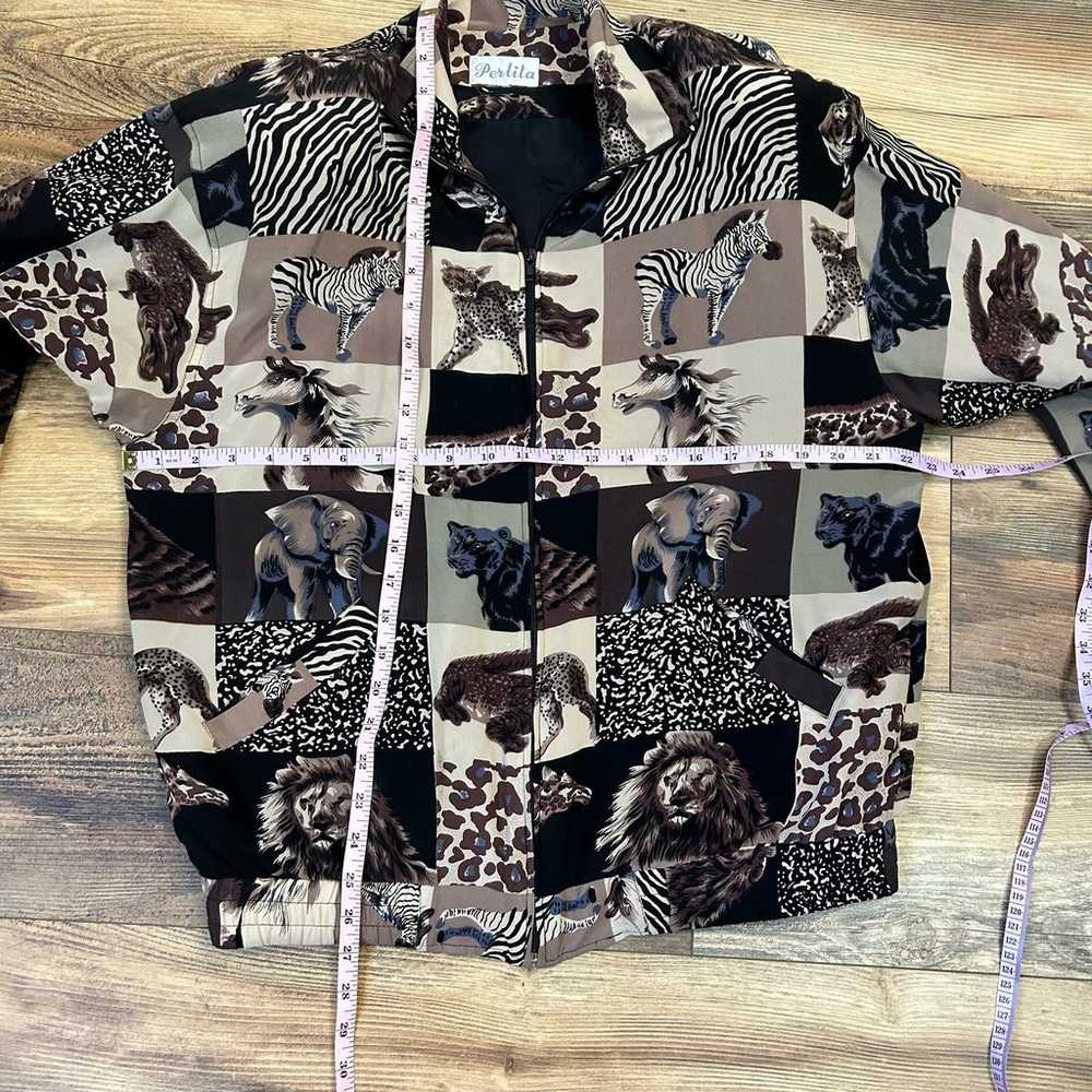 Vintage Silk Bomber Jacket Animal Print 1990s Leo… - image 4