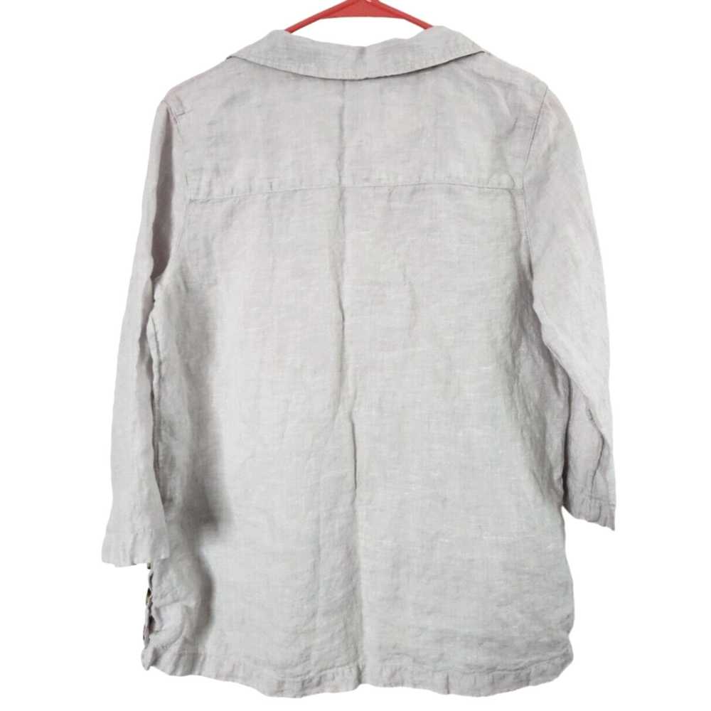 Vintage Tahari Womens L 100% Linen Top Shirt Rela… - image 2