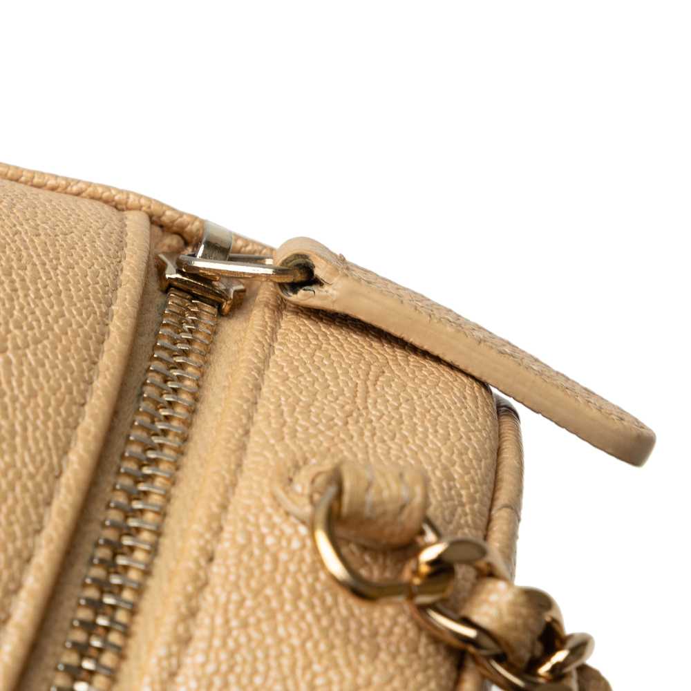 Tan Chanel CC Quilted Caviar Round Crossbody - image 10