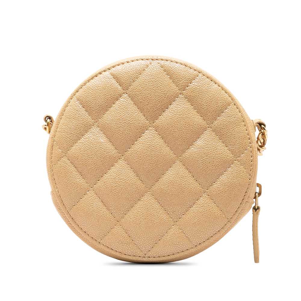 Tan Chanel CC Quilted Caviar Round Crossbody - image 3