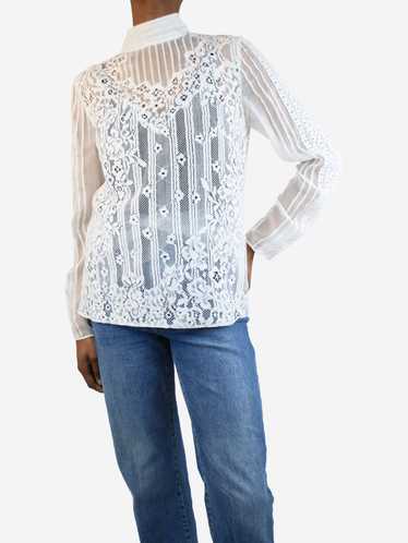 Valentino White lace high-neck blouse - size UK 12 - image 1