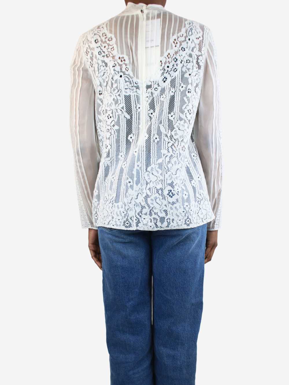 Valentino White lace high-neck blouse - size UK 12 - image 2