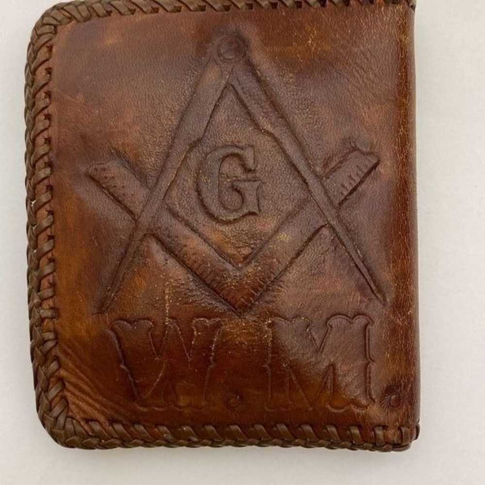 W.M. Vintage Men's Brown Hand-Tooled Freemasonry … - image 2