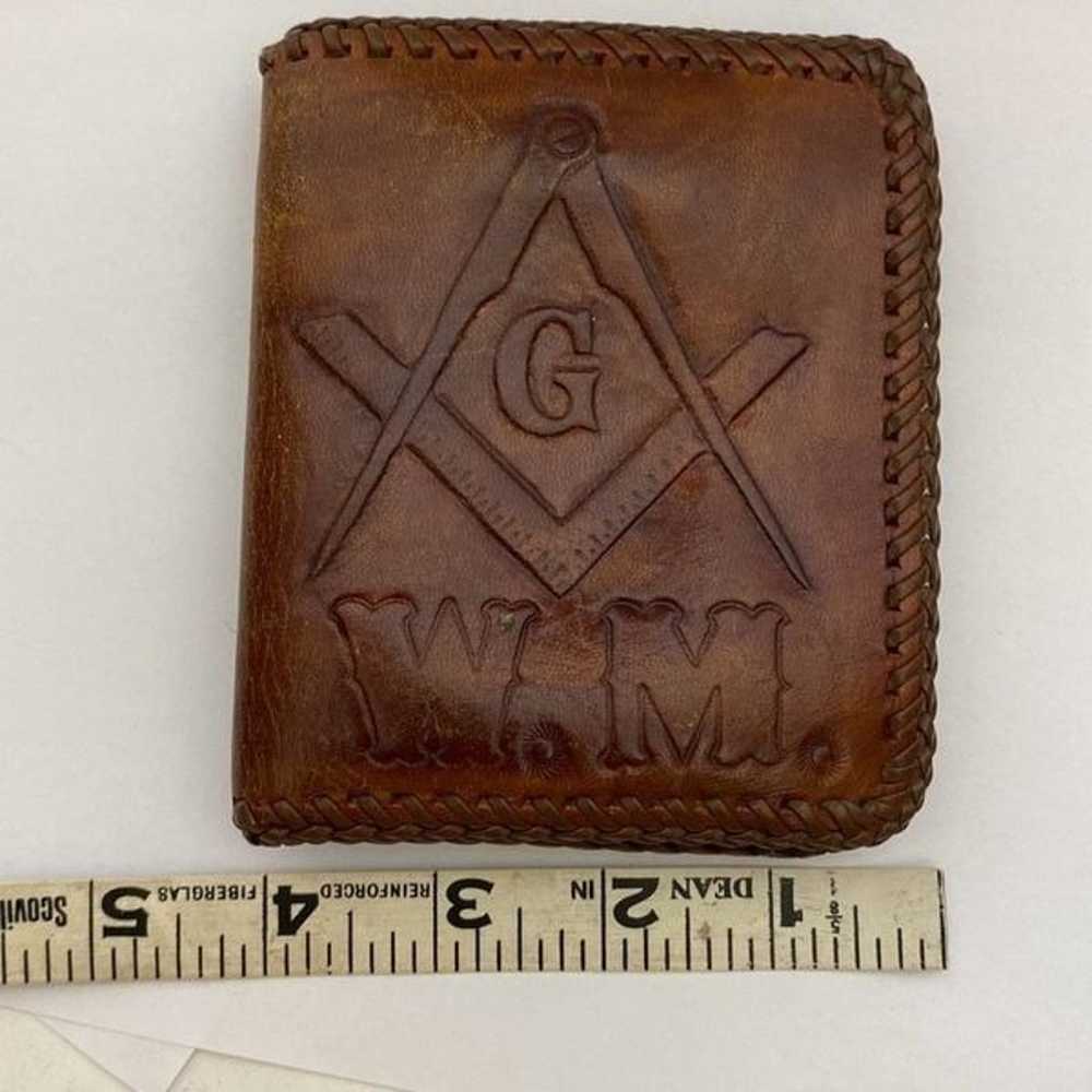 W.M. Vintage Men's Brown Hand-Tooled Freemasonry … - image 8