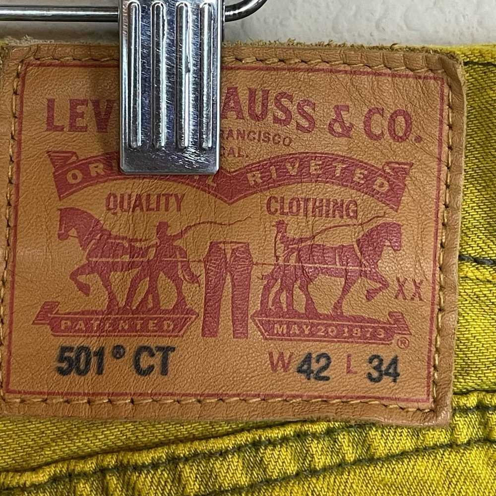 Levi 501 CT Men's Size 42 x 34 Yellow Button- Fly… - image 5