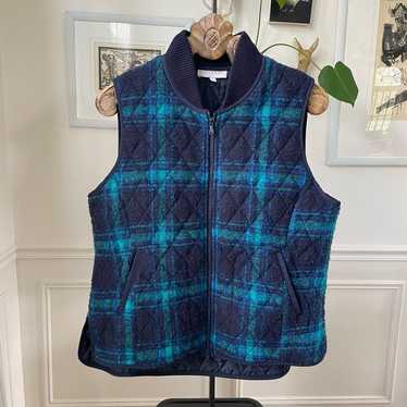 Other Talbots Blue Green Plaid Vest Full Zip L