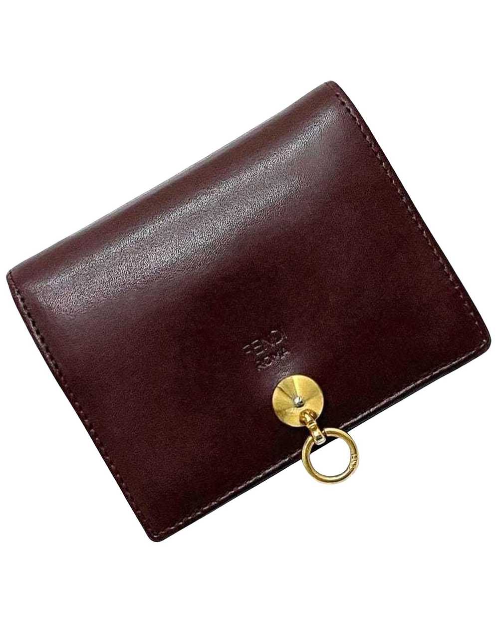 Fendi Burgundy Leather Compact Wallet - image 1