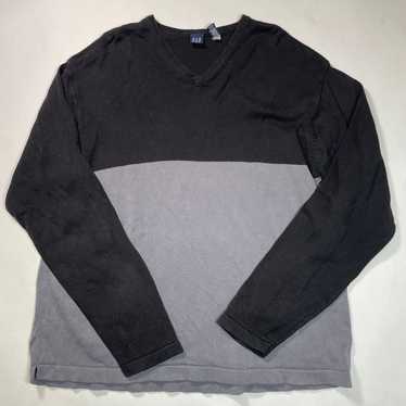 Vintage Gap Sweater Mens Extra Large Gray Black V… - image 1