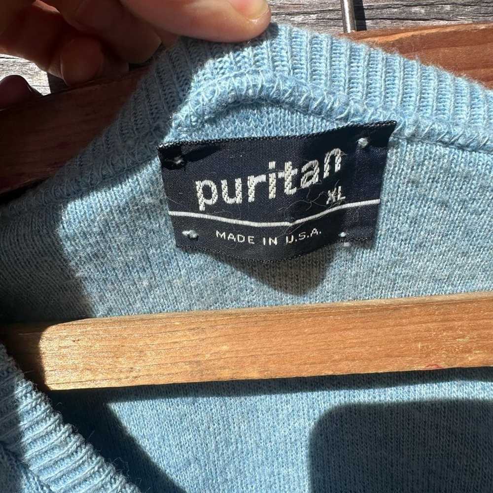 puritan • vintage baby blue sweater pullover v-ne… - image 5