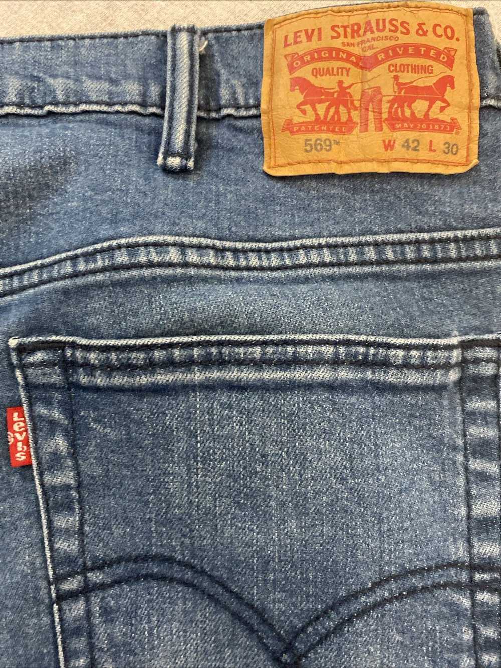 Levi's Levis 569 Jeans Mens 42x30 Blue Straight R… - image 7