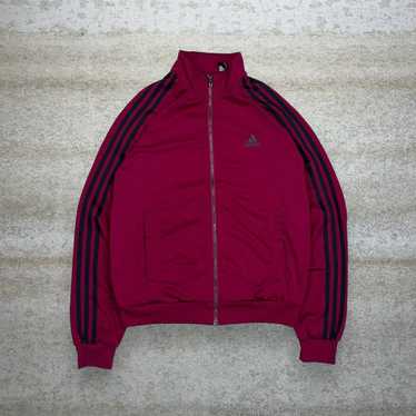 Adidas Track Jacket Maroon Red Black 3 Stripes Fu… - image 1